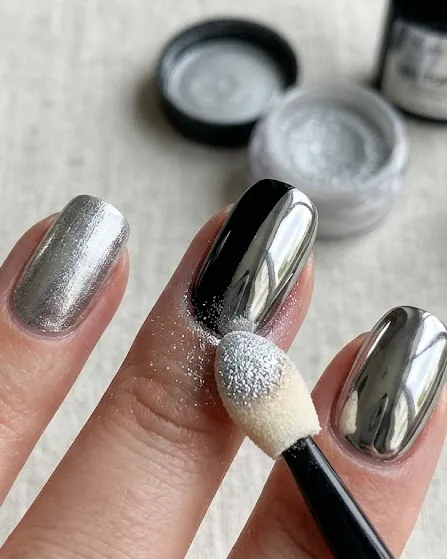 Close-up illustrating what separates a chrome mirror from ordinary metallic polish