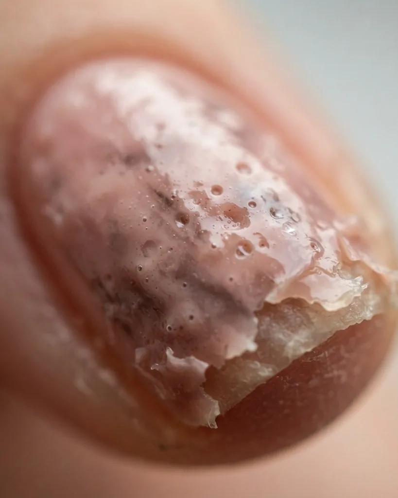 Detail view of troubleshooting: Bubbling, Peeling and Uneven Color