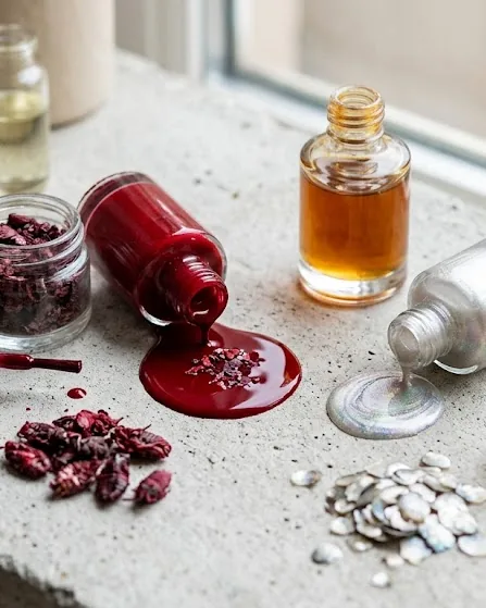 Close-up illustrating carmine, guanine and the other animal ingredients hiding in polish