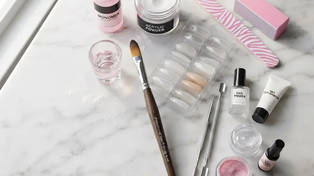Editorial photo of acrylic nail kit