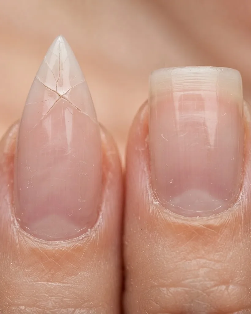 Detail view of why pointed shapes break and flat shapes hold: the stress math