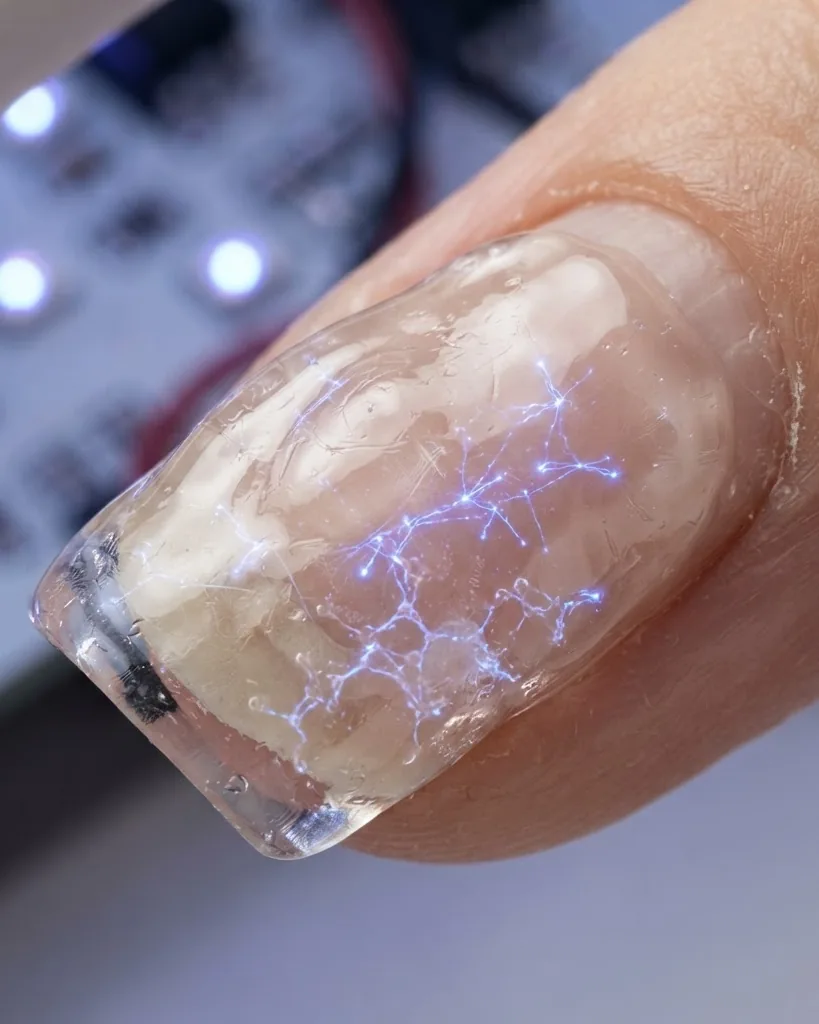 Detail view of how UV and LED lamps cure the gel at specific wavelengths