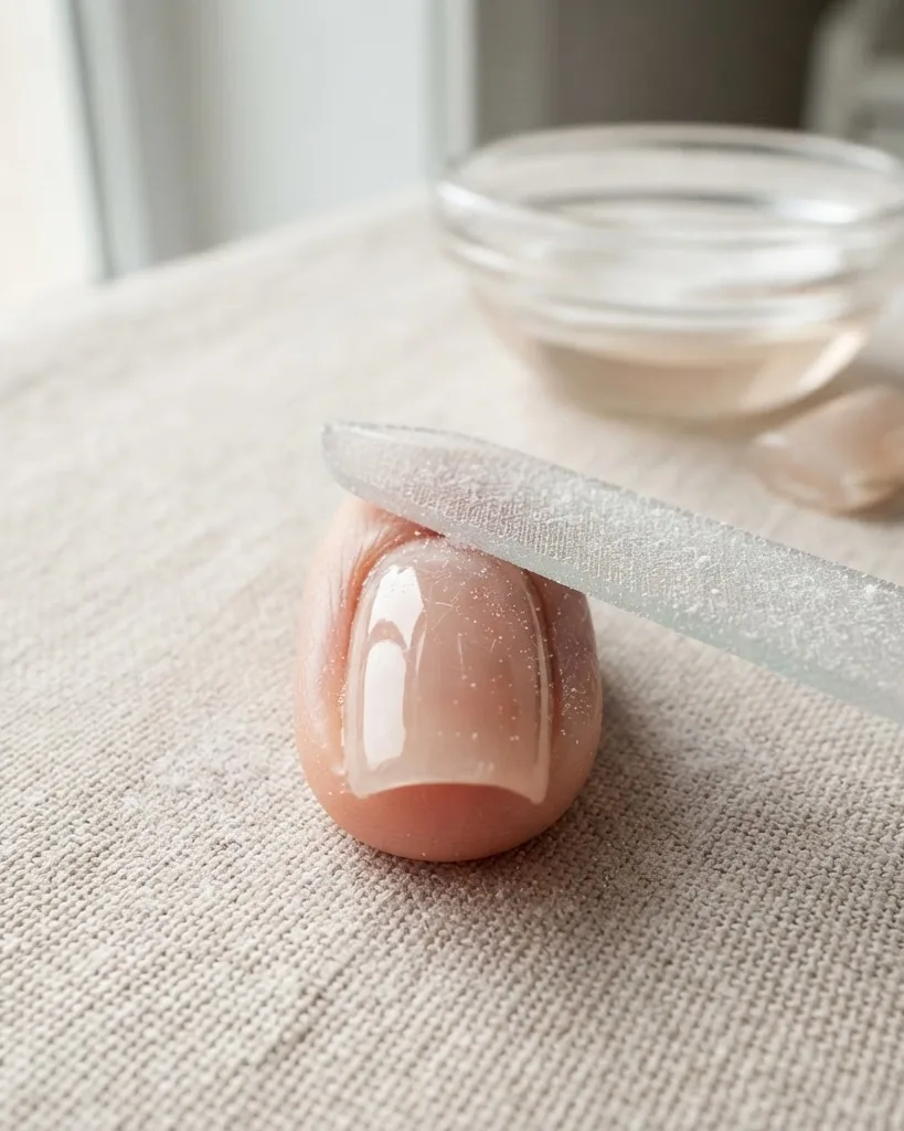 Detail view of why acetone will not remove it and how to file it off safely