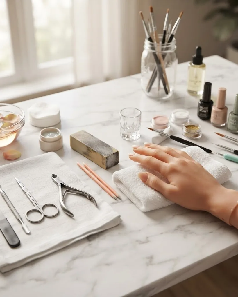 Close-up illustrating how instruments map to the actual manicure workflow