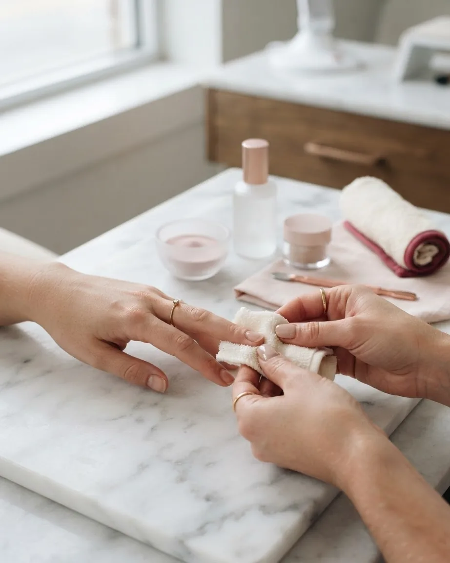 Detail view of dip Powder and Shellac: Soak-Off Timing, and Never File Past the Color