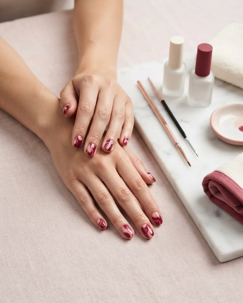 Detail view of freehand gel vs. negative-space polish: which route fits your kit