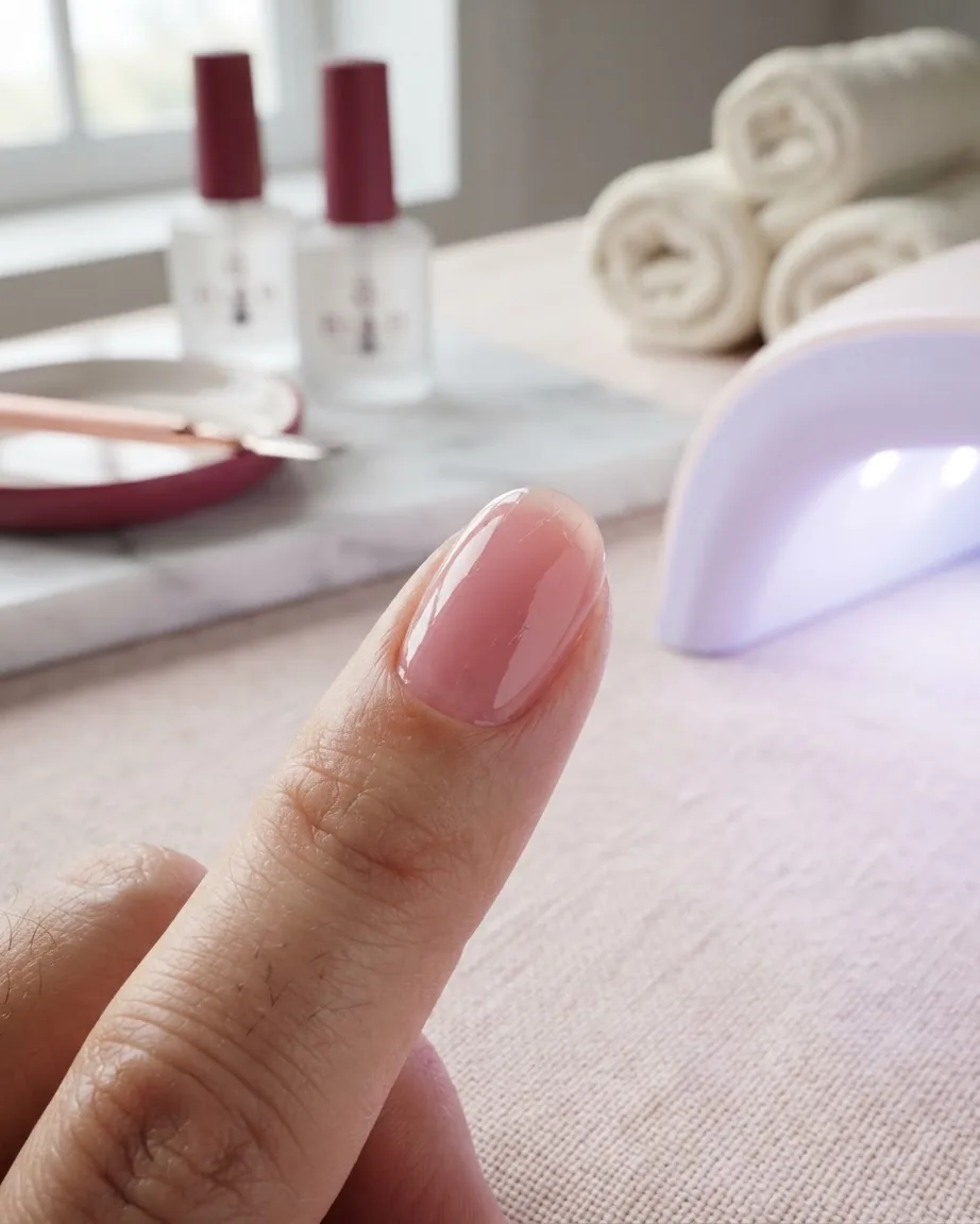 Detail view of gel Polish and BIAB: Cure Times by Lamp, and Realistic Wear