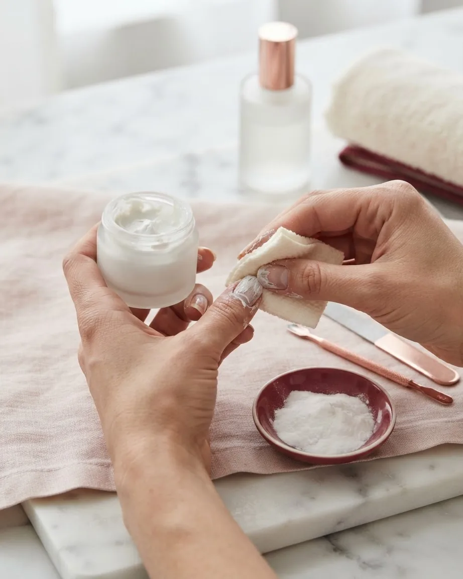 Detail view of toothpaste with baking soda: the abrasive when no solvent works