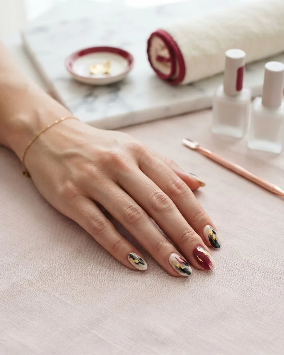 Close-up illustrating what separates abstract nail art from other painted designs