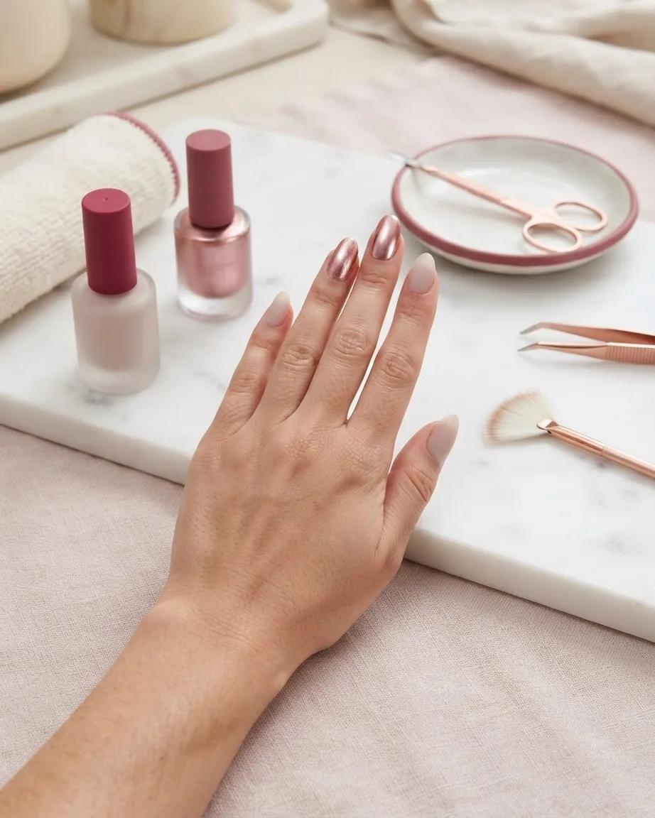 Close-up illustrating why Metallic Nail Polish Streaks and How the Matte-Base Hack Fixes It